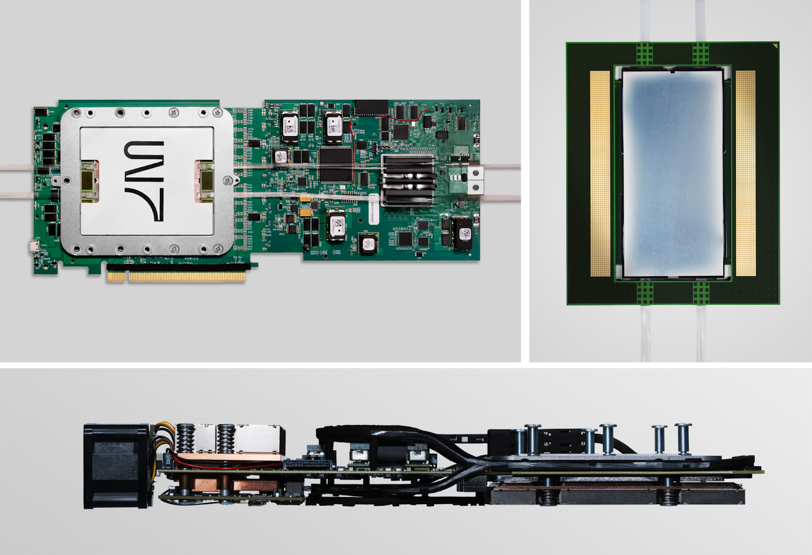 Close-up de um microchip avançado com luzes neon representando a soberania tecnológica e a produção de semicondutores.