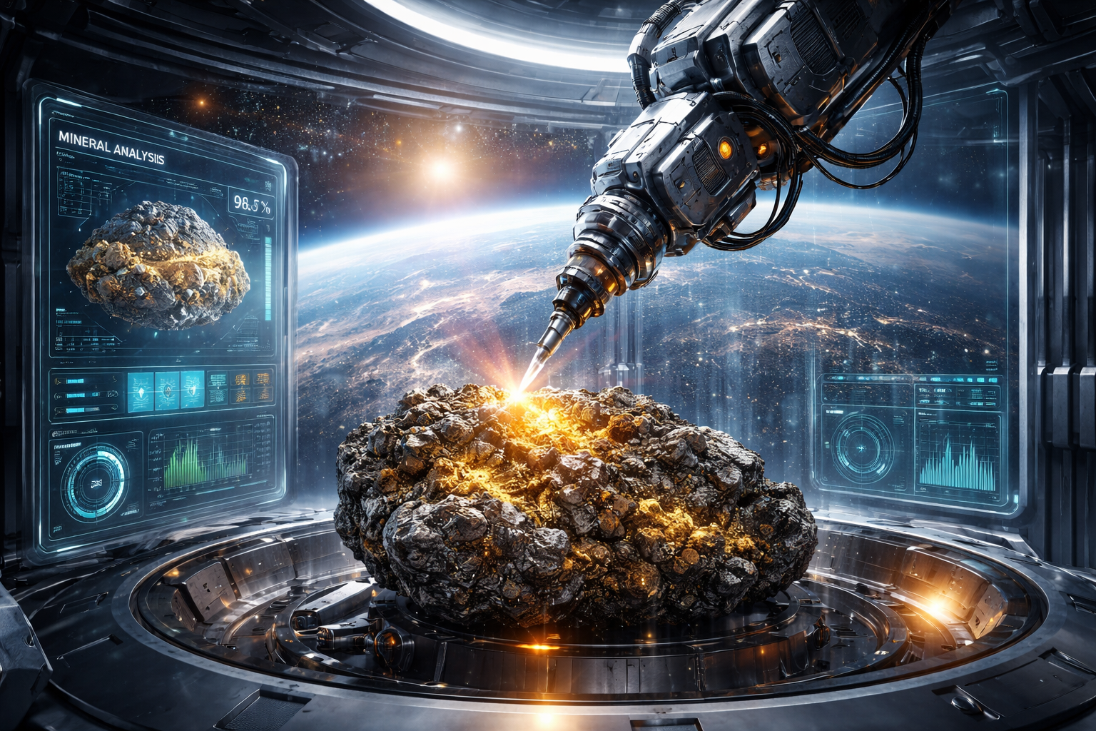Ouro Espacial: Robôs já refinam metais preciosos em órbita? O mercado financeiro começa a precificar 2026